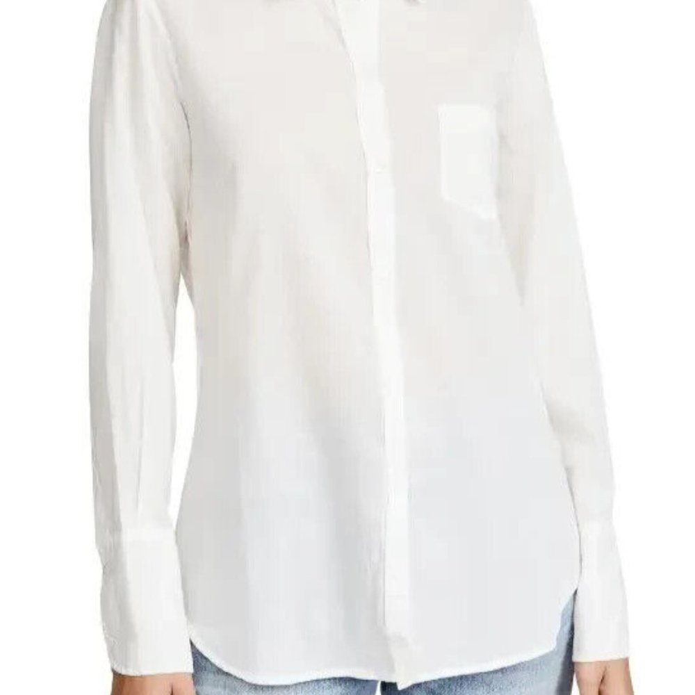 Nili Lotan Cotton Voile Shirt SMALL Long sleeves cotton white